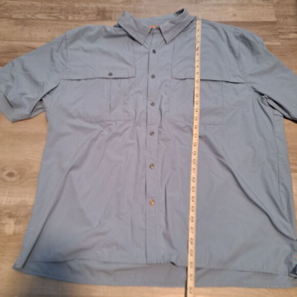 Orvis Shirt Men XXL Blue Button Down Short Sleeve Vented Fishing Hiking Tech - Picture 12 of 15